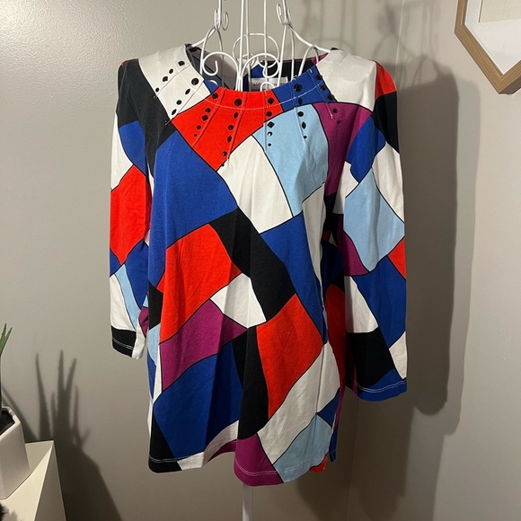 Alfred Dunner Home For The Holidays 2018 Multi-Color Top Size PL - Picture 1 of 3